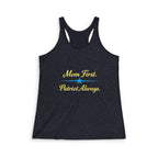 Mom First.  Patriot Always. Women's Tri-Blend Racerback Tank