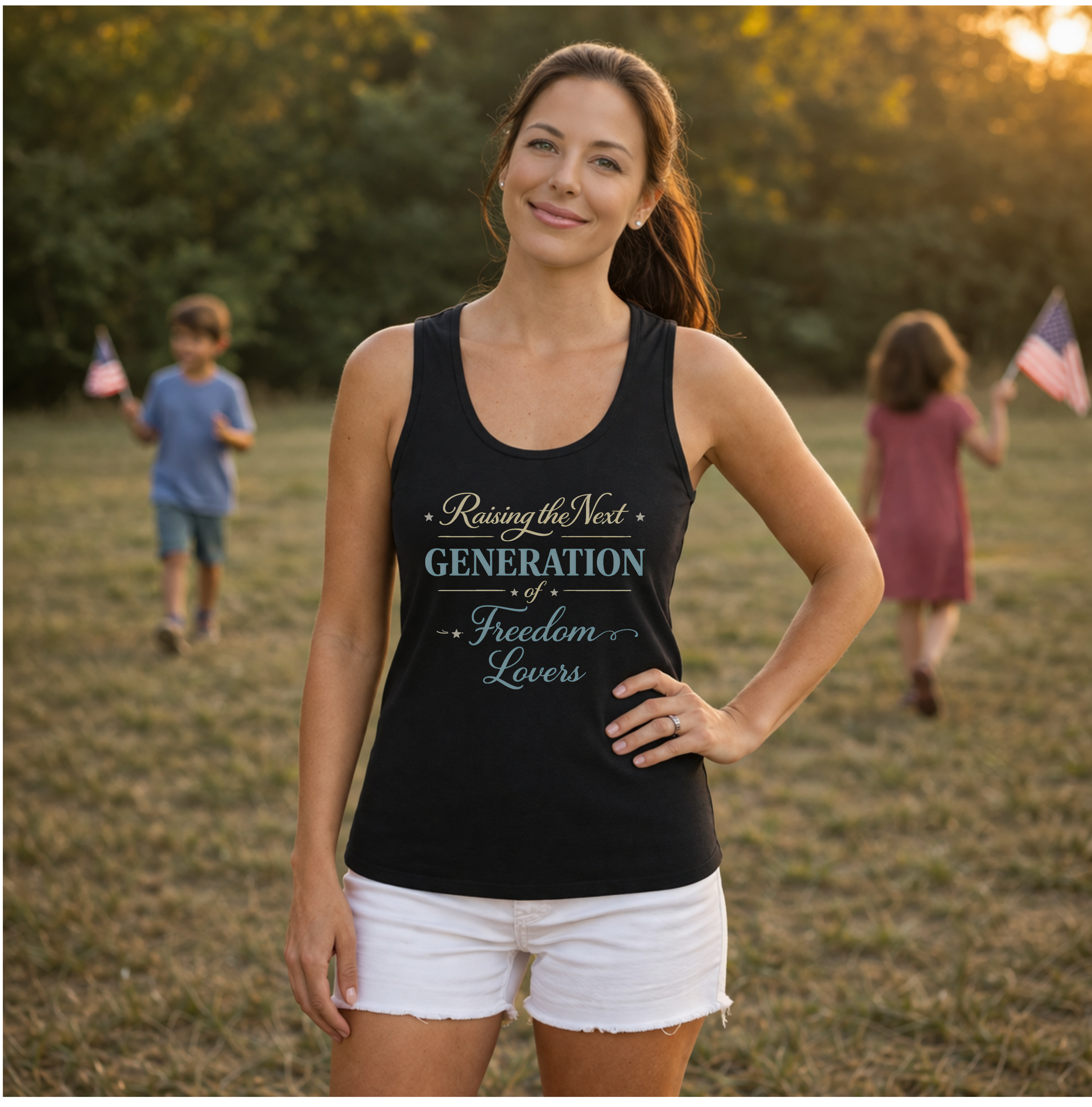 Raising Next Generation of Freedom Lovers - Women's Super Soft Racerback Tank